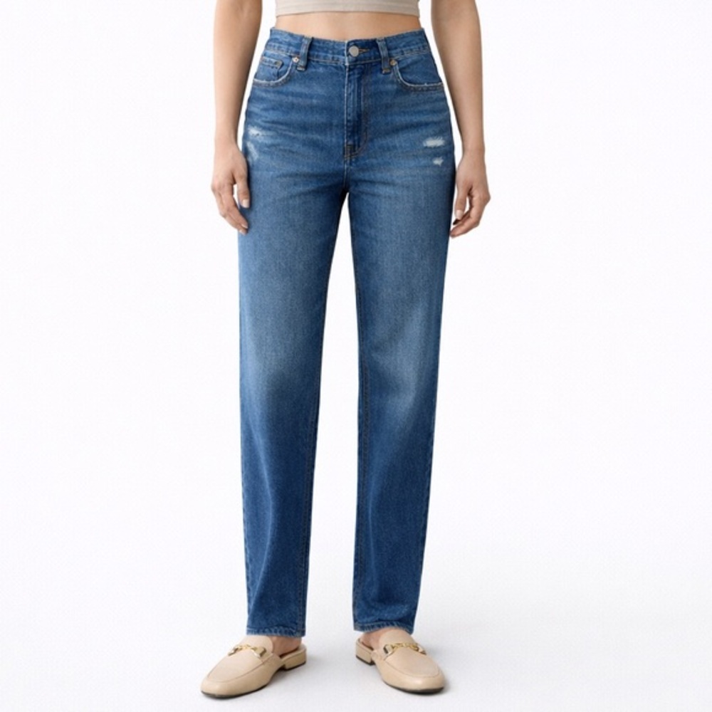 American Eagle Super High Rise Baggy Straight Jeans‎ Size 00 Blue Y2K Casual